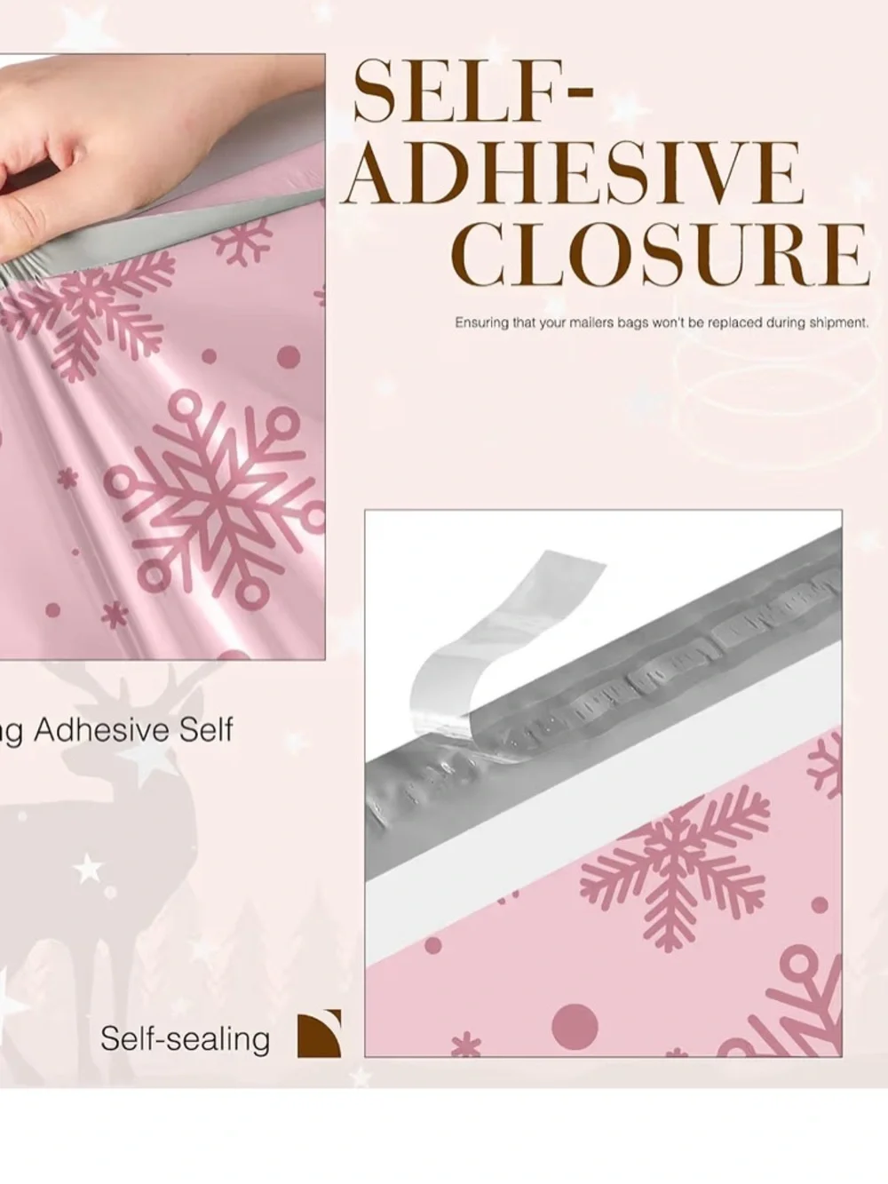 NEW! ❄️10 XXL Pink Snowflake Poly Mailers 14 x 19 inch